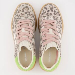 Coolway Leopard Print Sneakers - Pink and Green Accents